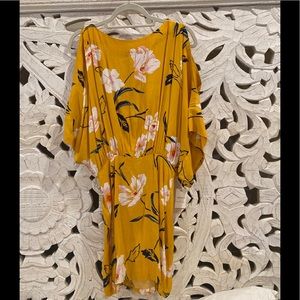 Yellow floral dress mid thigh length